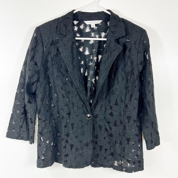 Erin London Black Lace Blazer Jacket Size Medium - Picture 1 of 7